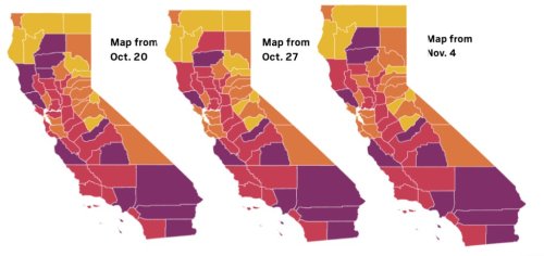 Coronavirus map: Here’s which tier each California county is in as of Nov. 4