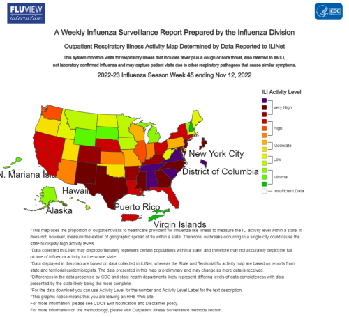 Map: Where flu is spiking the most in the U.S.