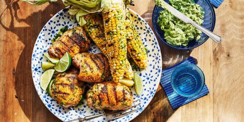 Grilled Chicken and Corn with Charred Scallion-Lime Butter