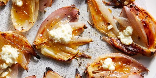 Crispy Smashed Shallots with Goat Cheese & Fig Jam
