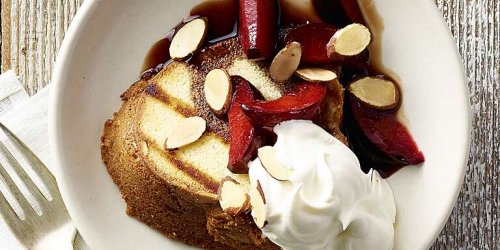 Grilled Pound Cake with Brandied Red Plums Recipe