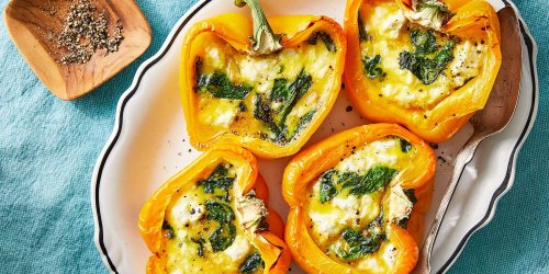 Baked Spinach, Feta & Egg-Stuffed Peppers