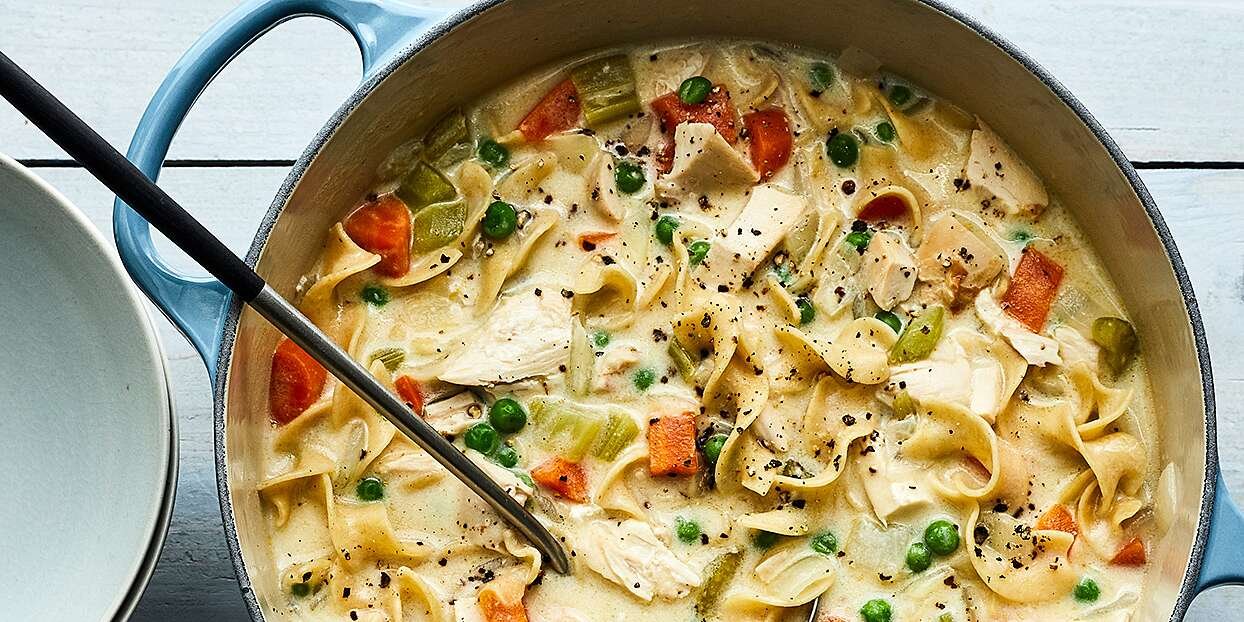 Creamy Chicken Noodle Soup with Rotisserie Chicken