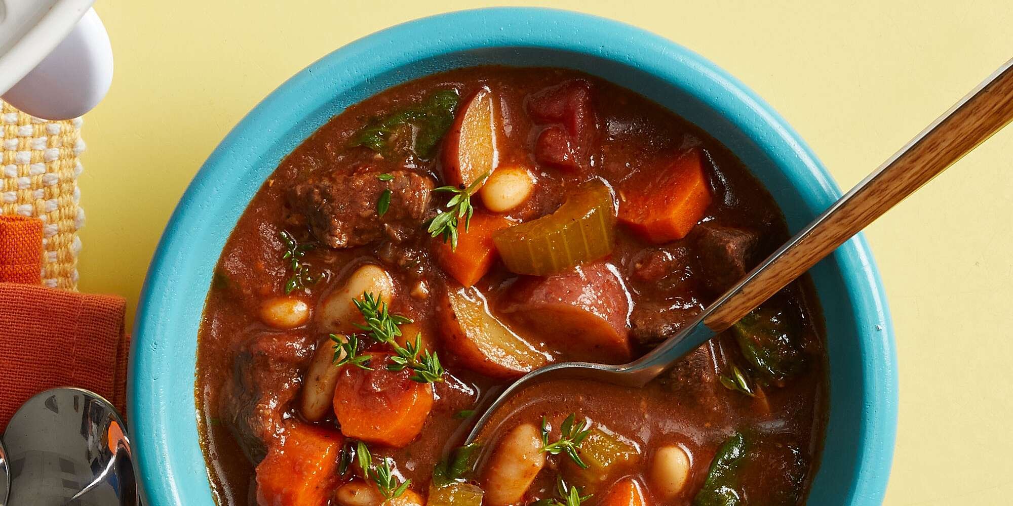 Slow-Cooker Beef Stew with Garlic, Herbs & Cannellini Beans