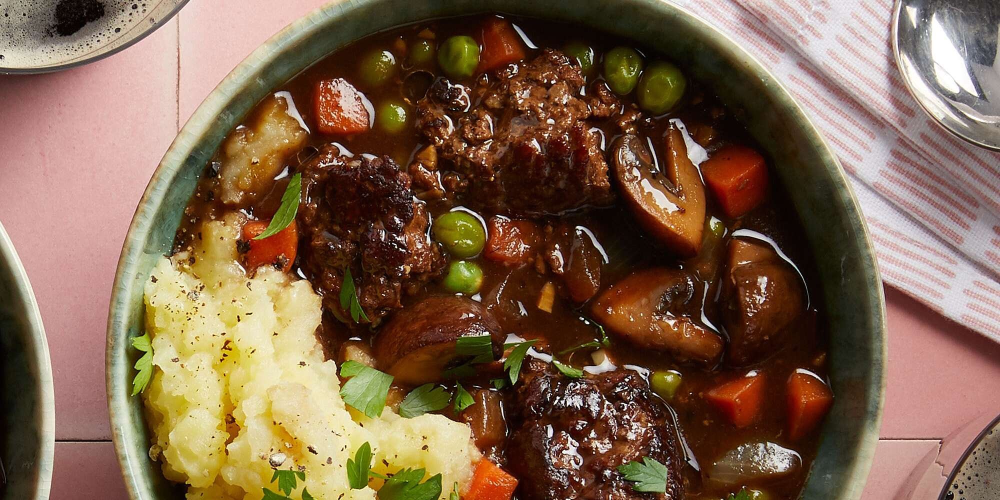 Beef & Mushroom Stew with Mashed Potatoes