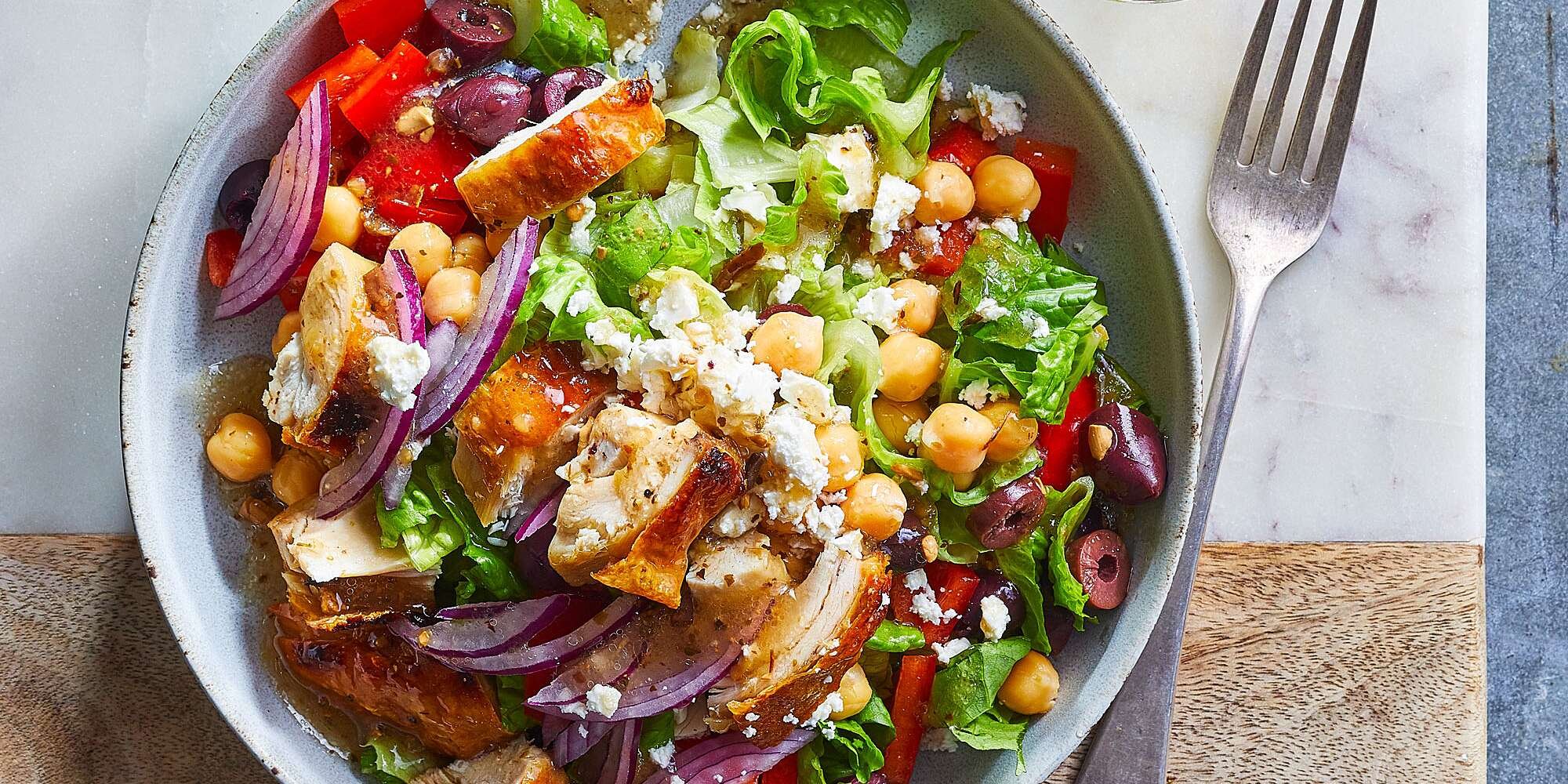 Quick Greek Chopped Salad with Chicken