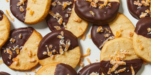 Chocolate-Dipped Cardamom Cookies with Candied Grapefruit