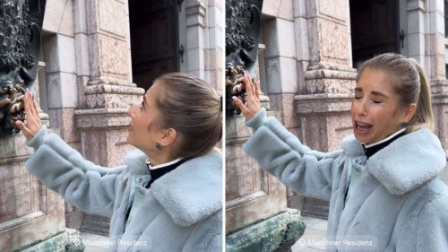 Cathy Hummels spaziert durch München und reibt an der Löwenschnauze – ihr Wunsch ist eindeutig