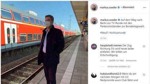 Vor der Elefanten-Runde in Berlin postet Söder ein Foto auf dem Bahnhof - Fans sehen Regelverstoß sofort
