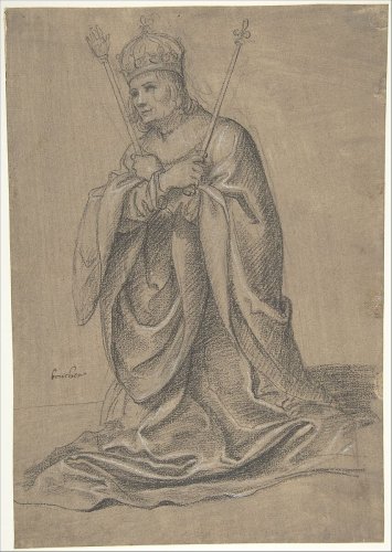 Jean Boucher | A Kneeling King of France Holding the Scepters of Royal Authority | The Metropolitan Museum of Art