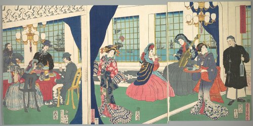 Foreigners in the Drawing Room of Foreign Merchant's House in Yokohama 9th month, 1861