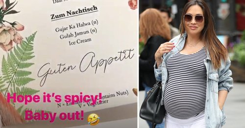 Heavily pregnant Myleene Klass turning to spicy curries to try and induce labour