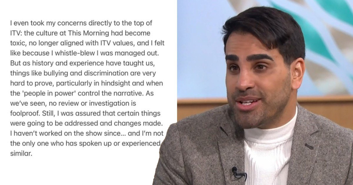 Dr Ranj Singh ‘raised concerns’ over This Morning’s ‘toxic culture’ two years ago ahead of his exit