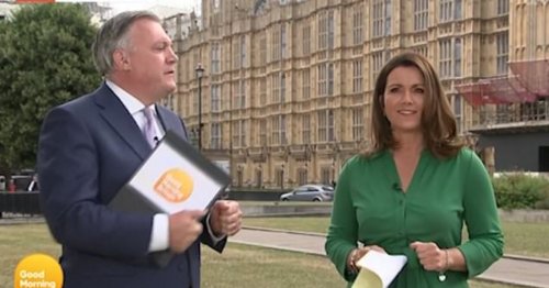 Susanna Reid and Ed Balls dance as GMB thrown into chaos by protestor singing ‘Bye Bye Boris’ after resignations