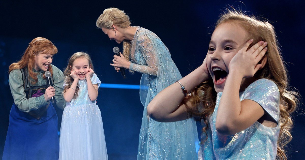 Ukrainian girl who went viral for singing Let It Go surprised by Frozen cast on stage for emotional performance