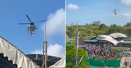 Genius drops sweets from helicopter destroying stadium and breaking woman’s neck