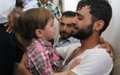 Syria: Father reunited with young son he thought had died in last week’s chemical weapons attack