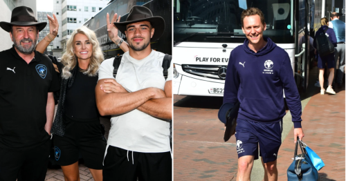 Tommy Fury, Danny Dyer and Tom Hiddleston look ready for action as they arrive in Manchester for Soccer Aid 2023