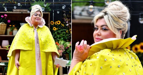 Gemma Collins makes a typically low-key appearance at the Chelsea Flower Show in bedazzled yellow cloak