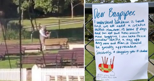 Student pleads with bagpiper to ‘take day off’ after eight days of playing