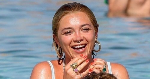 Midsommar co-stars Florence Pugh and Will Poulter reunite as they frolic in sea during Ibiza holiday