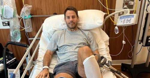 Jamie Redknapp shares photo from hospital bed after knee replacement surgery following ‘constant problems’ since he was 18