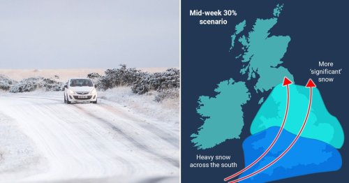 Map shows how much of the UK could be hit by snow next week