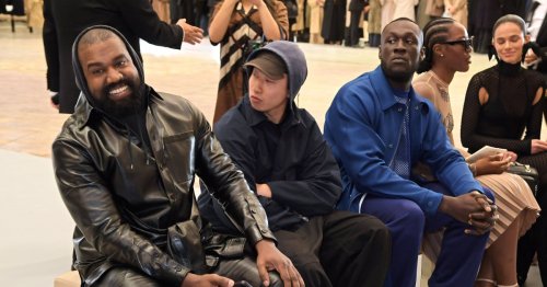 Kanye West flashes rare smile as he joins Naomi Campbell, Stormzy and more at star-studded Burberry LFW show
