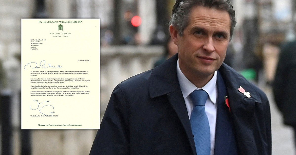 Gavin Williamson quits Cabinet after claims of bullying and ‘threatening’ behaviour