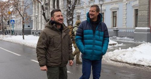 Bear Grylls had to convince Ukrainian President Zelensky Dairy Milk bar was safe to eat