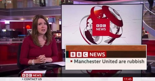 BBC News forced to apologise after words ‘Manchester United are rubbish’ appear on screen – and blame trainee