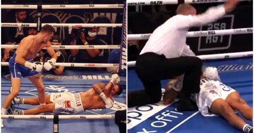 Lenin Castillo stretchered out of the ring following devastating Callum Smith knockout on Joshua vs Usyk undercard