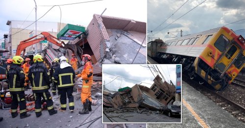 Train derails and building collapses in 6.8 magnitude earthquake