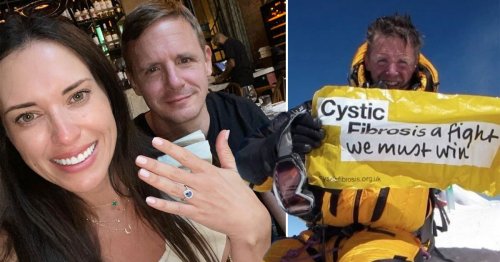 The first man to climb Everest with cystic fibrosis gets mountain snow set in fiancé’s engagement ring