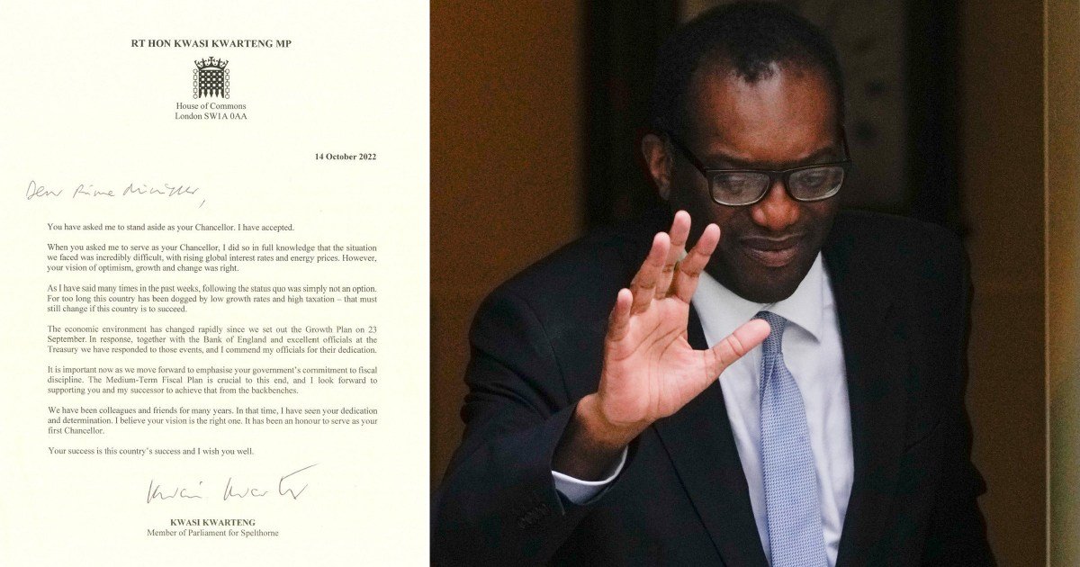 Kwasi Kwarteng becomes second shortest serving chancellor (the first one died)