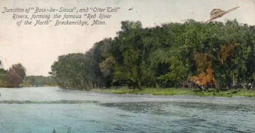 Postcard sent in 1909 shows UFO skimming treetops