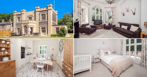 Five-bed castle with turrets and flag pole on the market for £750,000
