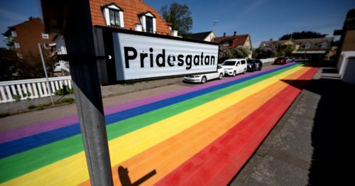 Swedish village paints entire street with rainbow flag colours in time for Pride