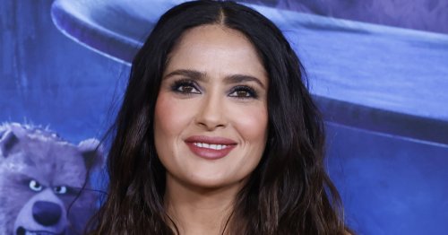 Salma Hayek shows off plunging dress she wore to Marc Anthony’s wedding and fans can barely cope