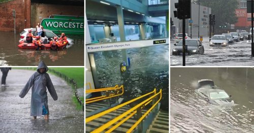 Families stranded and stations underwater as flash floods batter London