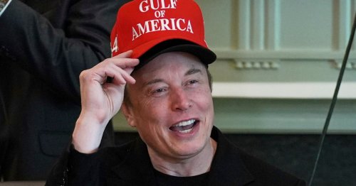 Elon Musk wears two hats including ‘Gulf of America’ in farewell to Trump Cabinet