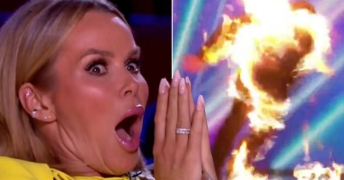 Britain’s Got Talent 2022: Amanda Holden horrified after blind-folded fire juggling act leaves crew member engulfed in flames