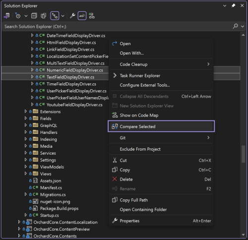 New in Visual Studio: Compare Files with Solution Explorer - Visual Studio Blog