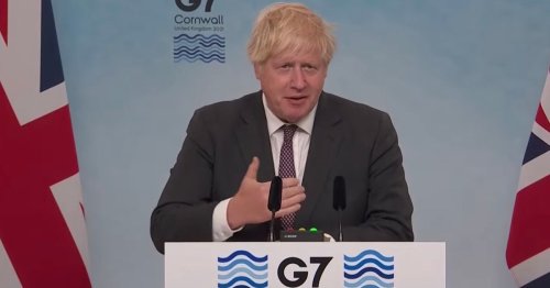 Boris Johnson jokes footballers should be watching him after epic G7 time clash