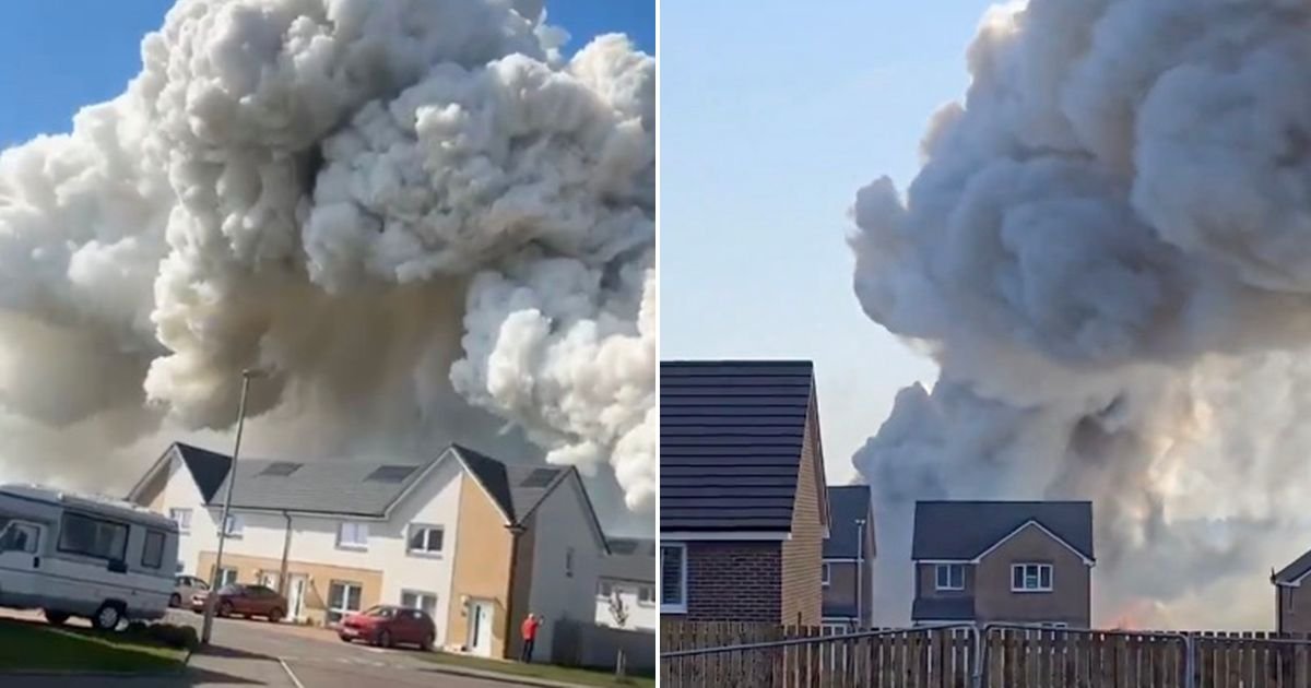 Kilwinning fire perilously near houses sends huge plumes of smoke into air with 'loud bangs'