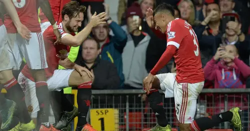 Manchester United midfielder Jesse Lingard explains his goal celebration with Daley Blind