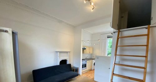 Studio flat available to rent for £1,100/month - but the bed is in a cupboard