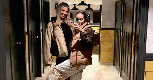 Christine McGuinness poses with Chelcee Grimes as she returns from social media break