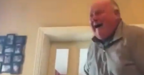 Trainer's priceless reaction as he watches his former horse win National