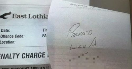 Driver gobsmacked by 'cheeky note' left on back of warden's parking ticket